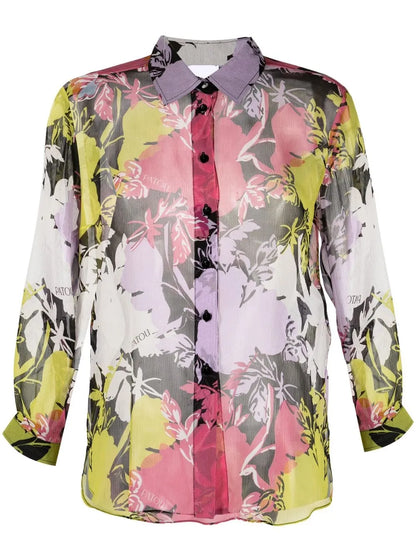 Floral Print Sheer Blouse