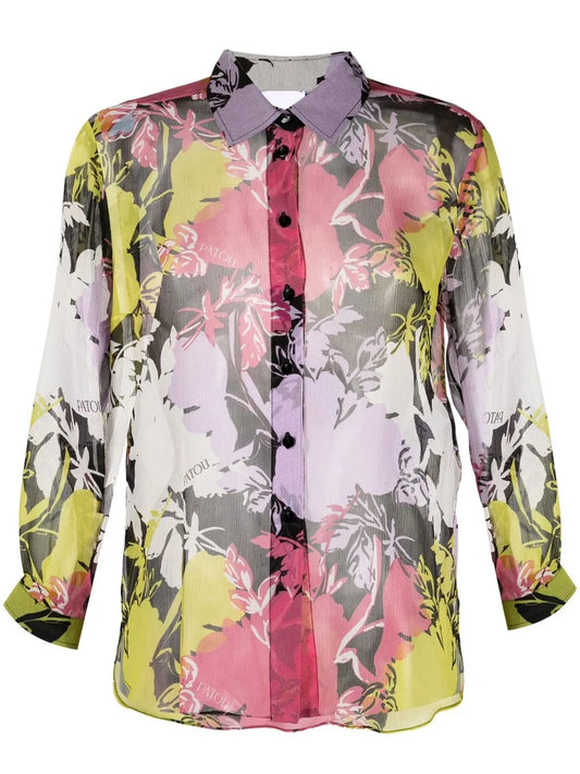 Floral Print Sheer Blouse