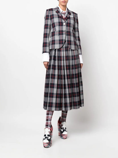 Single-Breasted Checked Blazer