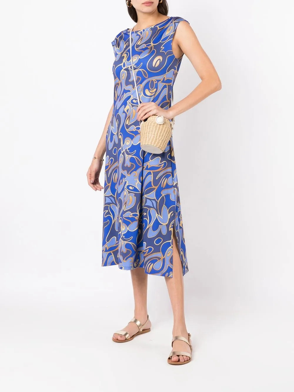 Graphic-Print Scoop-Neck Dress