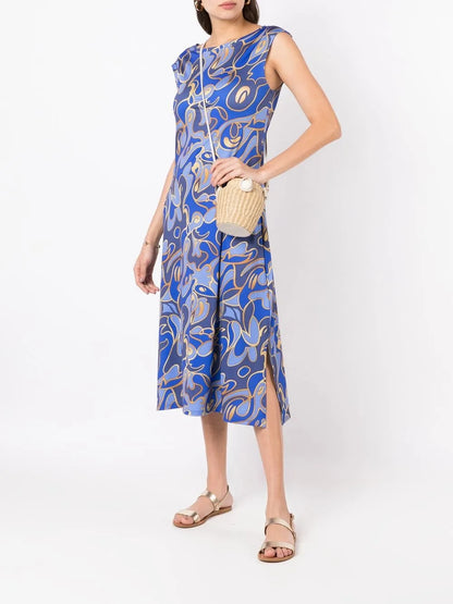 Graphic-Print Scoop-Neck Dress