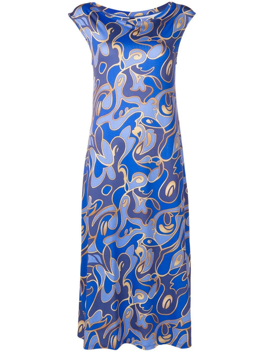 Graphic-Print Scoop-Neck Dress