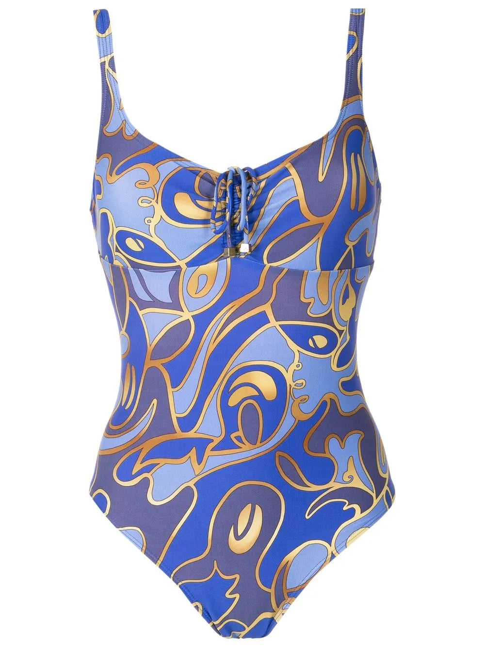 Graphic-Print Front-Tie Swimsuit