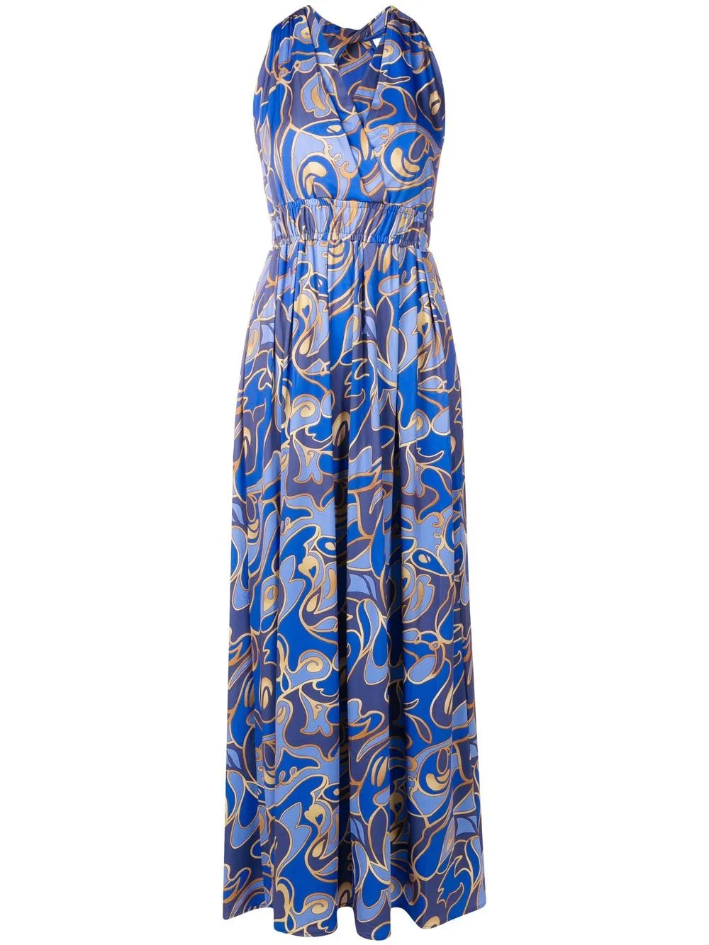 Graphic-Print Halterneck Dress