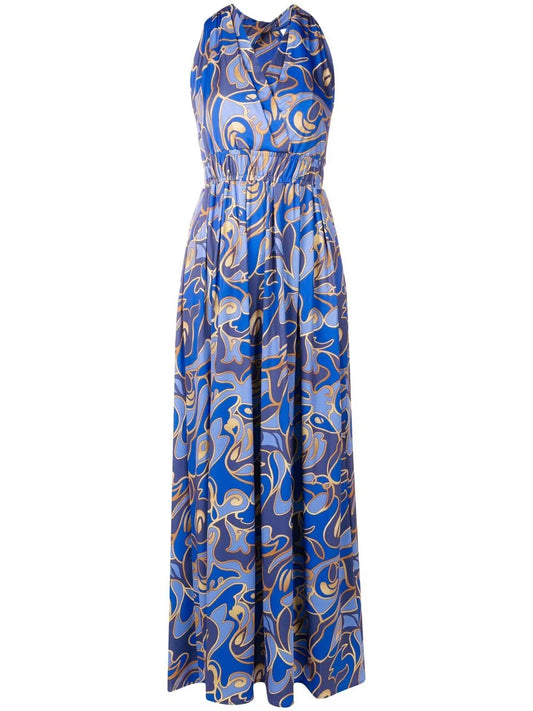 Graphic-Print Halterneck Dress