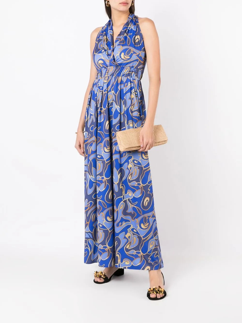 Graphic-Print Halterneck Dress