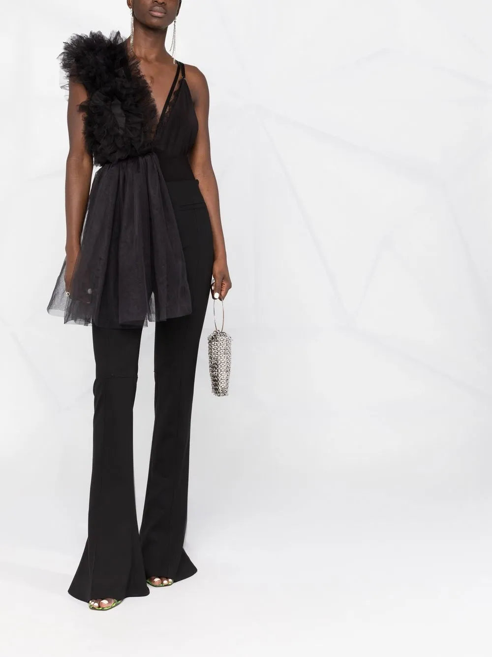 Asymmetric Tulle Bodysuit