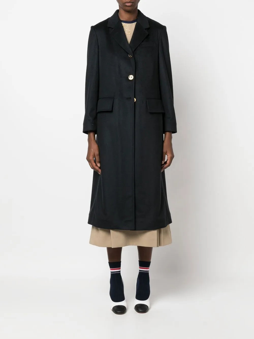 Wide-Lapel Single-Breasted Overcoat