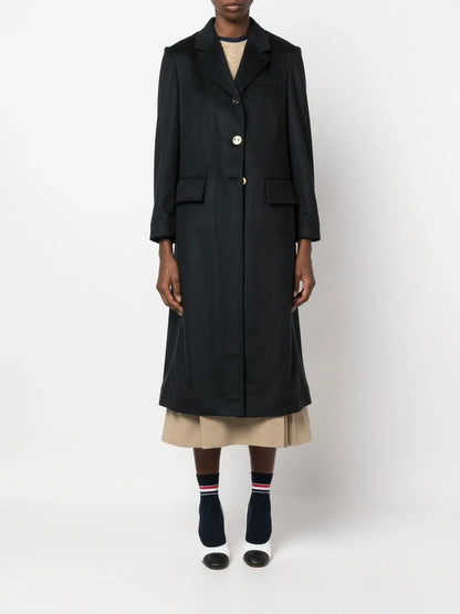Wide-Lapel Single-Breasted Overcoat