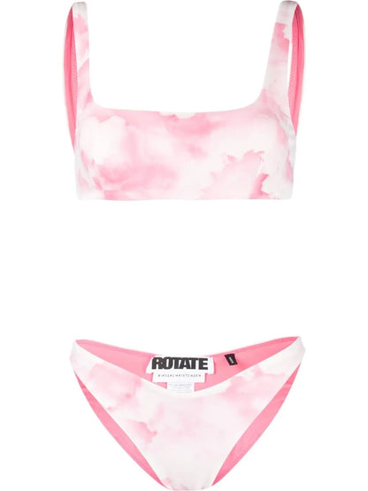 Logo-Print Tie-Dye Bikini