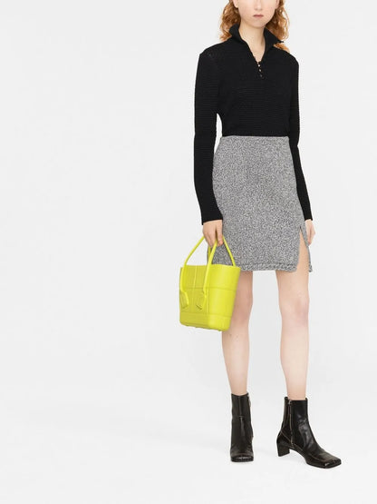 Buttoned Open-Knit Jumper