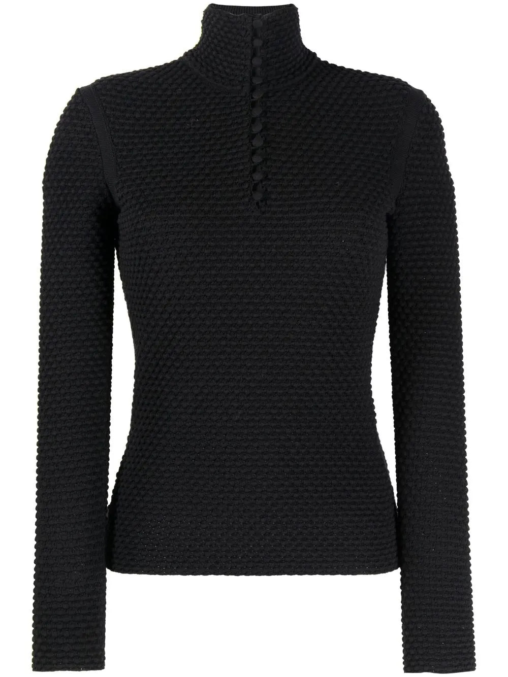 Buttoned Open-Knit Jumper