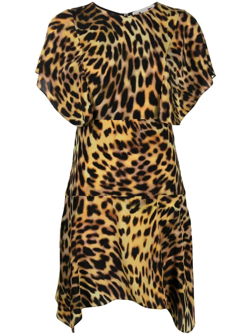 Leopard-Print Silk Flounce Dress