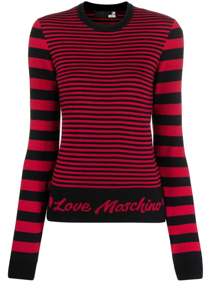 Intarsia-Logo Striped Jumper