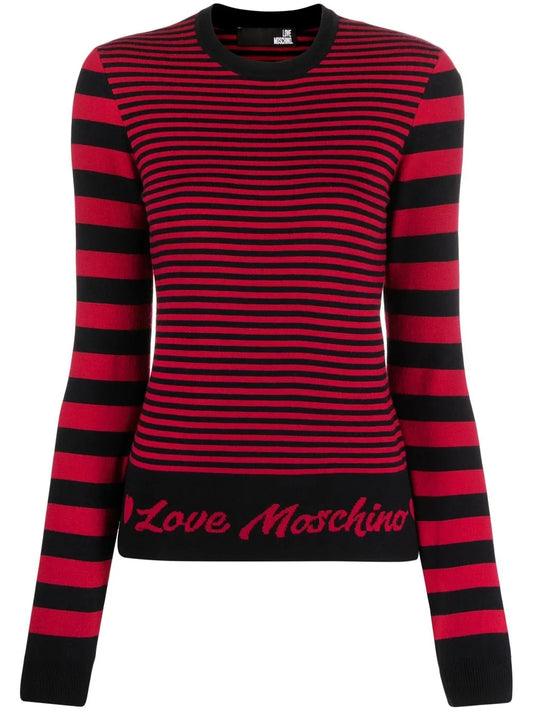 Intarsia-Logo Striped Jumper