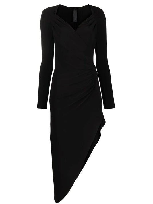 Long-Sleeve Asymmetric-Hem Dress