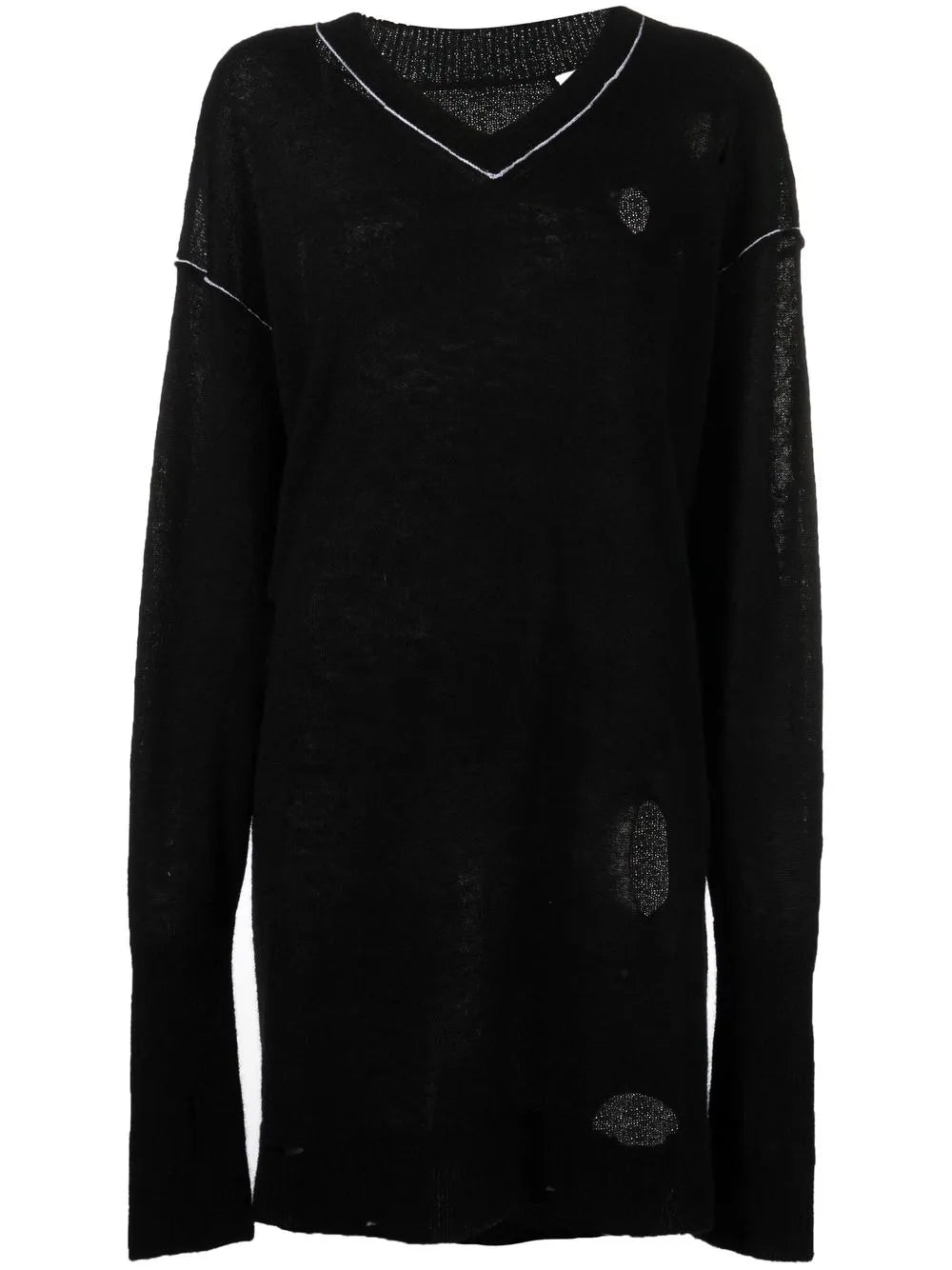Distressed V-Neck Jumper