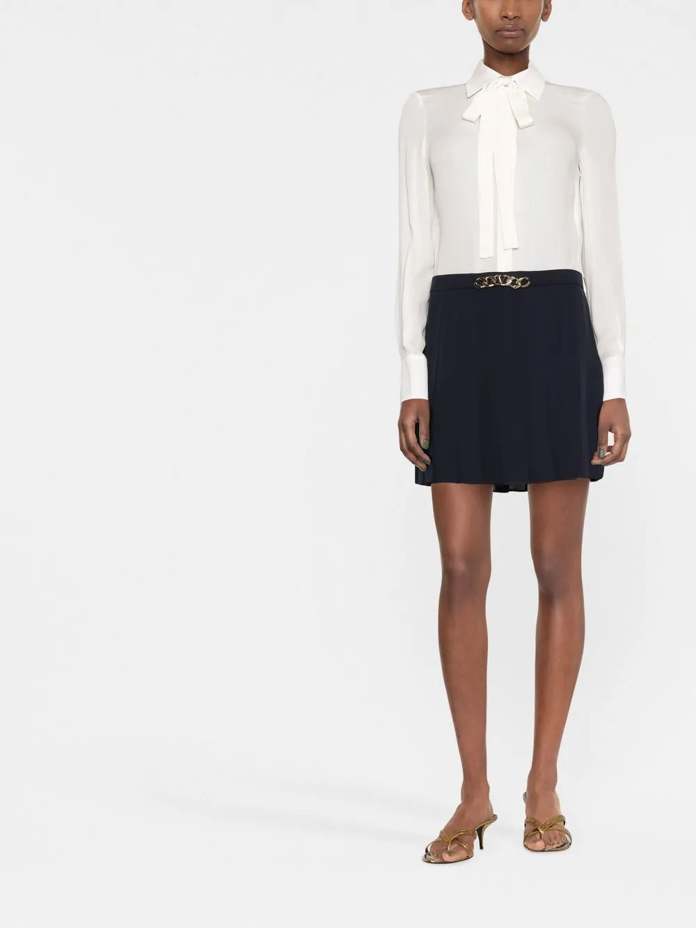 Pussy-Bow Collar Shirt Dress