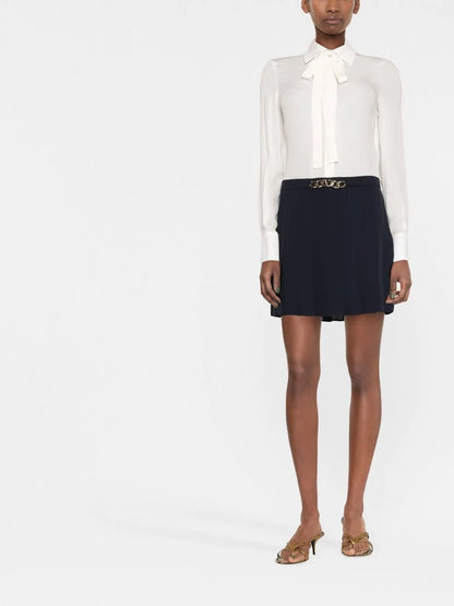 Pussy-Bow Collar Shirt Dress