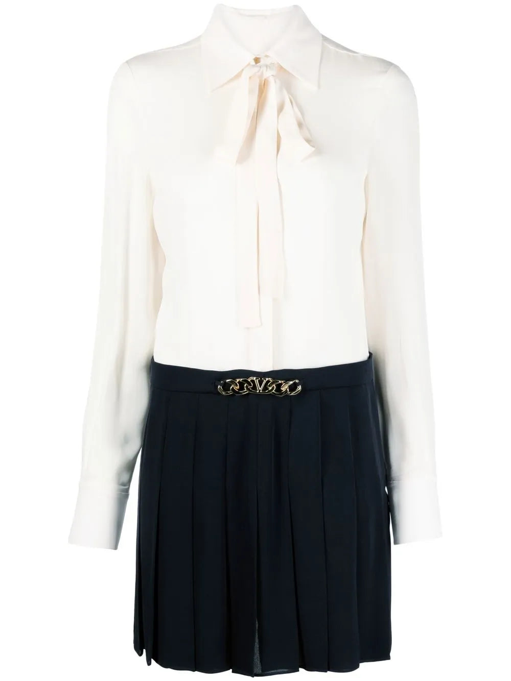 Pussy-Bow Collar Shirt Dress