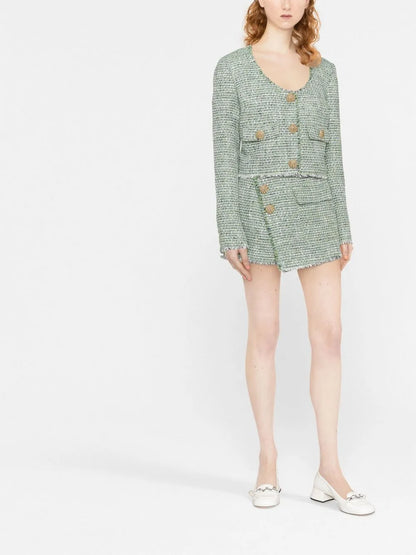 Tweed Scoop-Neck Jacket