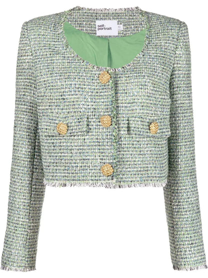 Tweed Scoop-Neck Jacket
