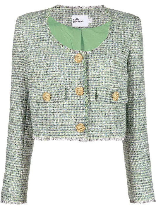Tweed Scoop-Neck Jacket