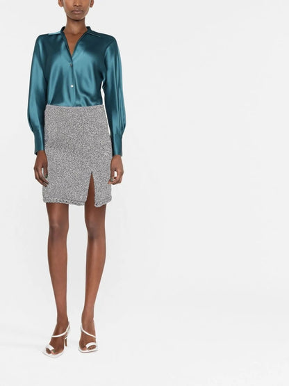 Spread-Collar Silk Shirt