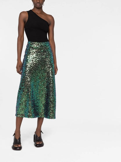 Sequin A-Line Midi Skirt
