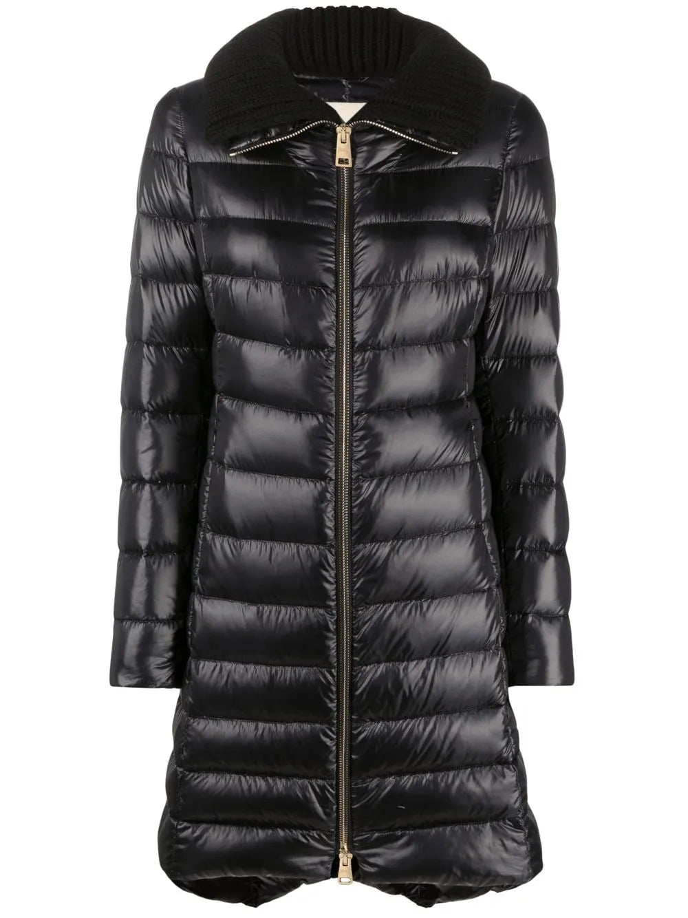 Knitted-Collar Padded Coat