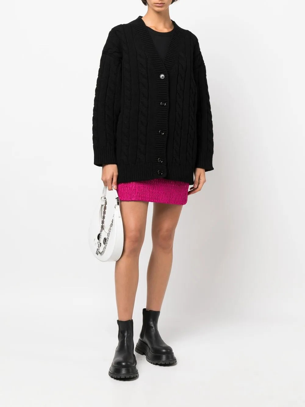 V-Neck Cable-Knit Cardigan