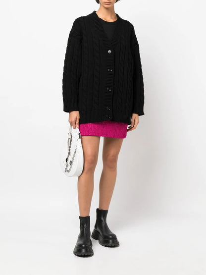 V-Neck Cable-Knit Cardigan