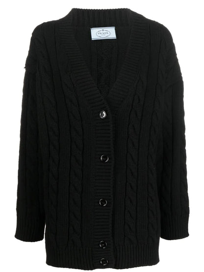V-Neck Cable-Knit Cardigan