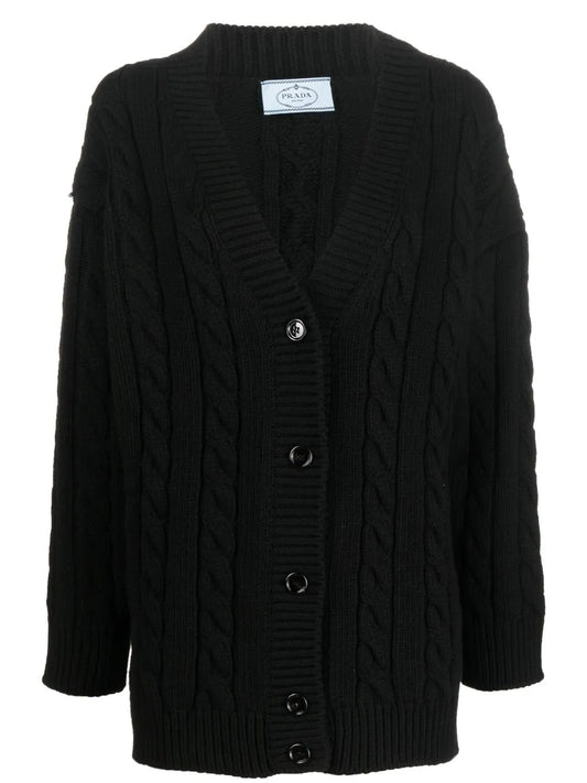 V-Neck Cable-Knit Cardigan