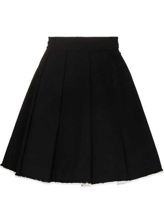 Pleated Raw-Hem Skirt