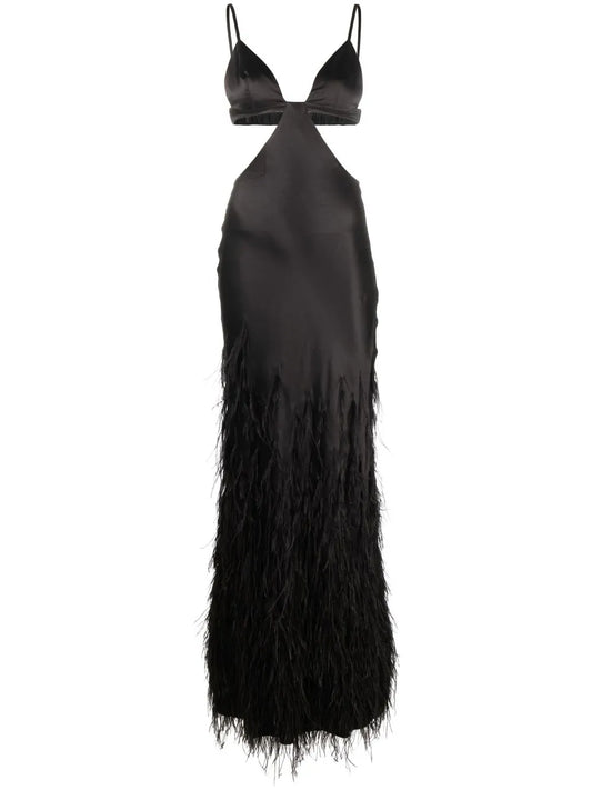 Raisa Feather-Embellished Gown