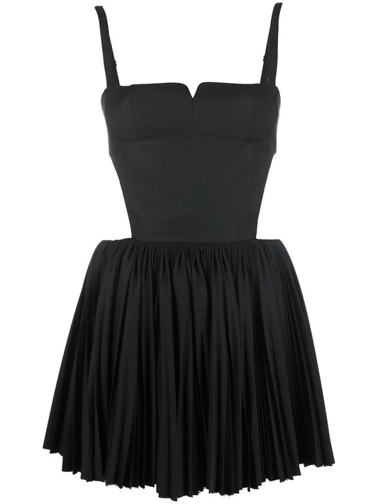 Open-Back Pleated Minidress