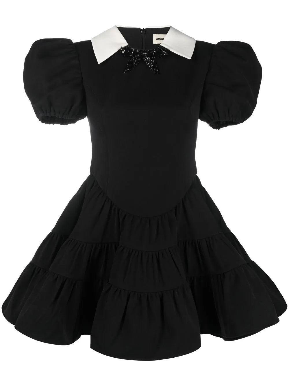Puff-Sleeve Tiered Minidress