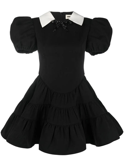 Puff-Sleeve Tiered Minidress