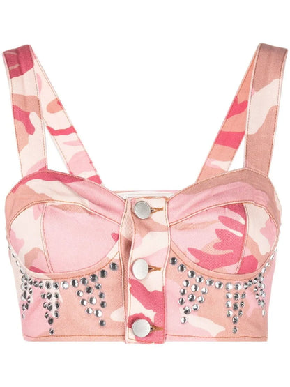Crystal-Embellished Bustier Top
