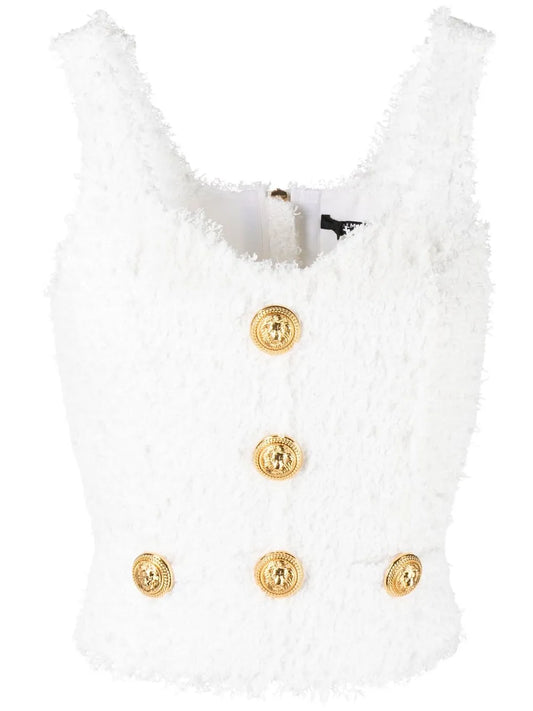 Textured Tweed Sleeveless Top