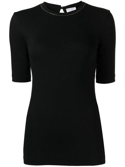 Monili-Detail Cotton T-Shirt
