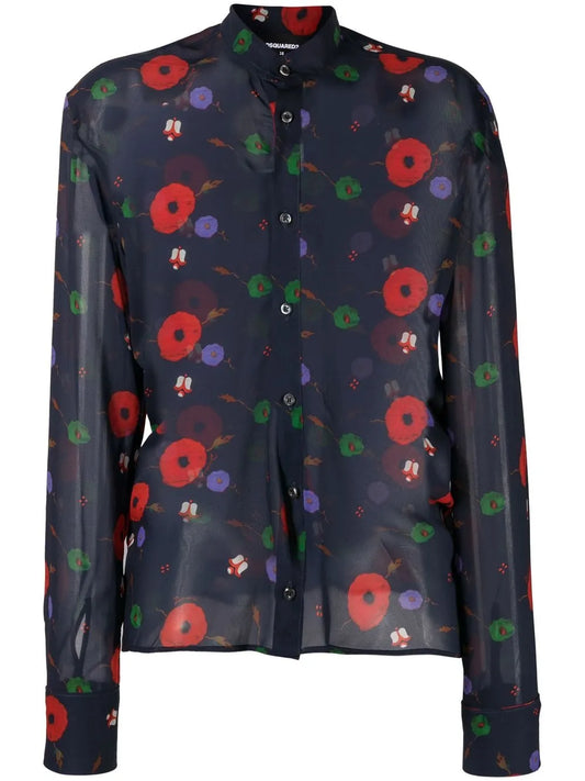 Floral-Print Long-Sleeved Shirt