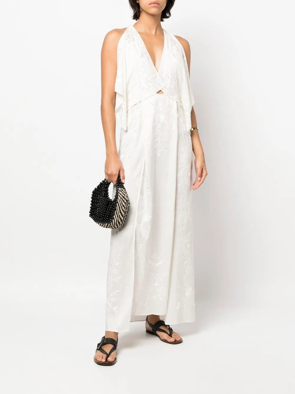 Pomaki Floral-Embroidered Silk Dress