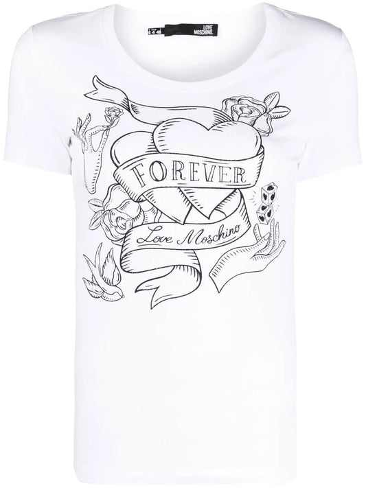Slogan-Print Short-Sleeved T-Shirt
