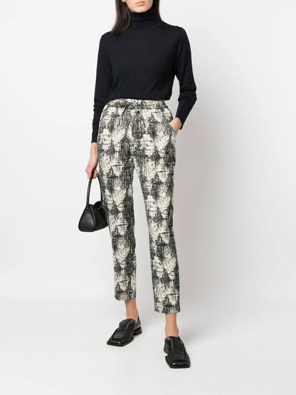 Graphic-Print Cropped Trousers
