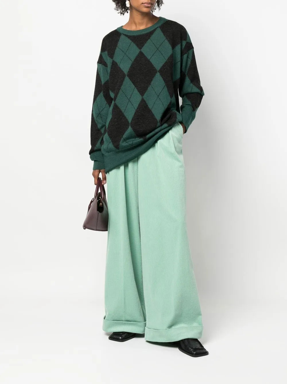 Check-Pattern Knit Jumper