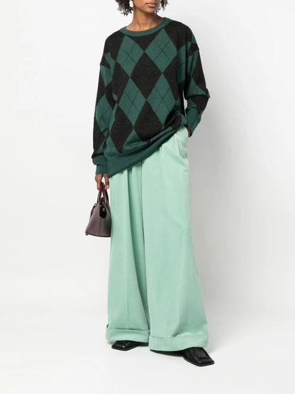 Check-Pattern Knit Jumper