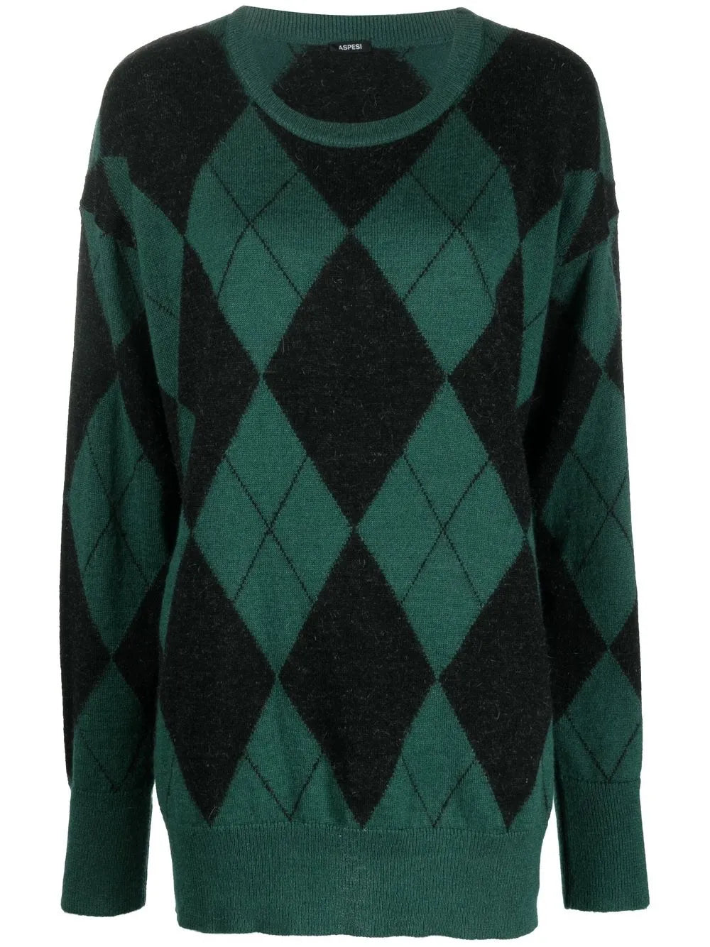 Check-Pattern Knit Jumper