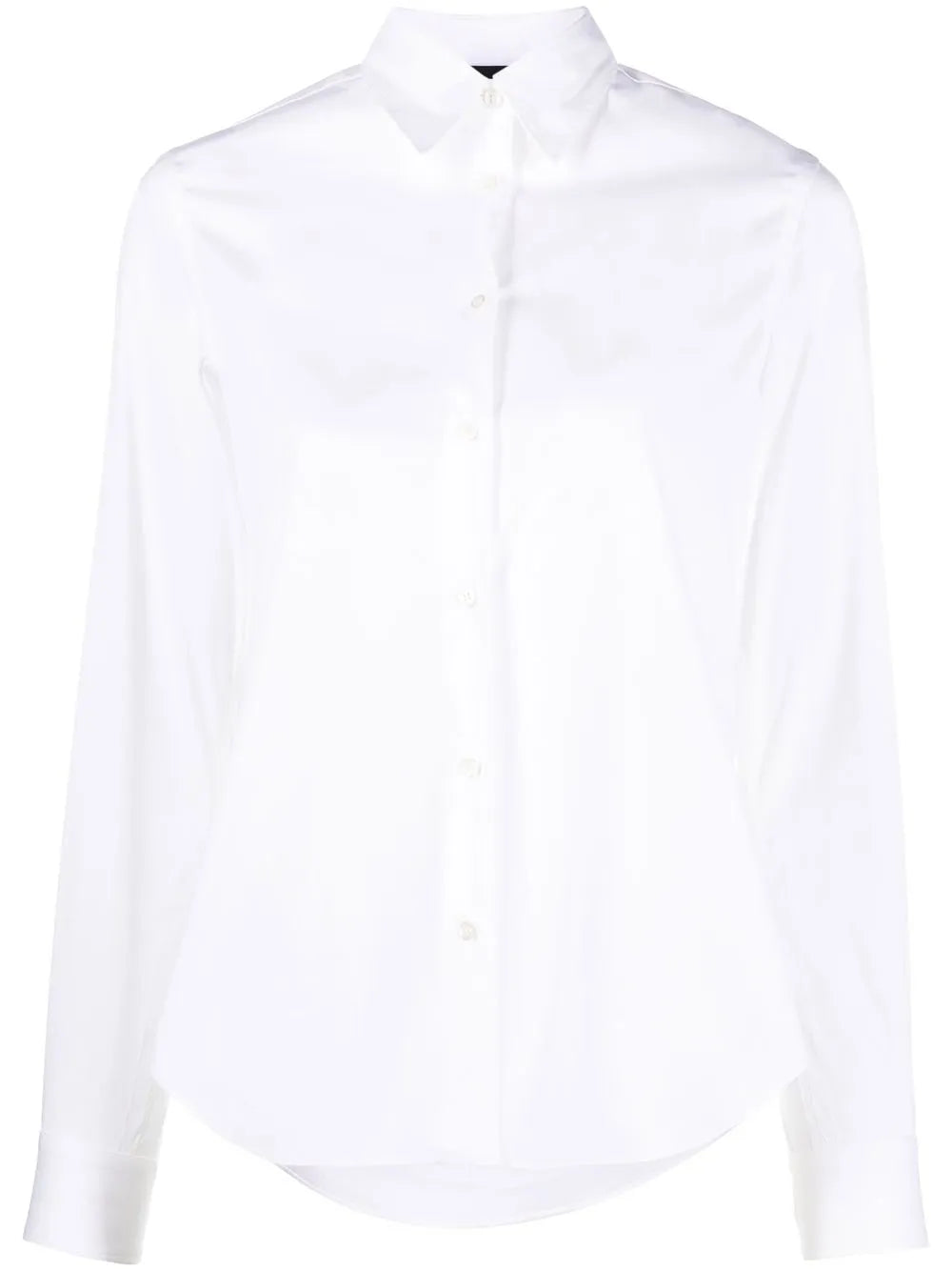 Button-Up Curved-Hem Shirt
